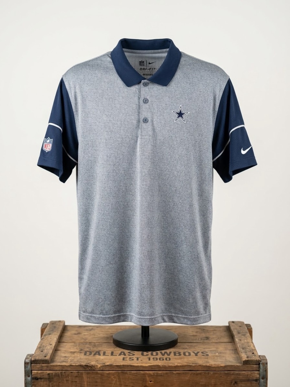 Nike Dallas Cowboys NFL On Field Dri-FIT Polo Shirt Men’s Large Gray Navy